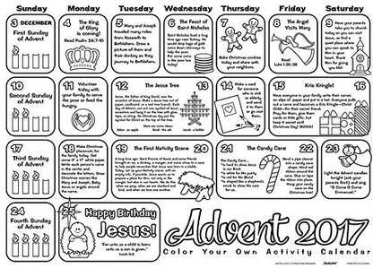 CB Catholic 2017 Color Your Own Advent Calendar Large Student Classroom, Pack Of 50