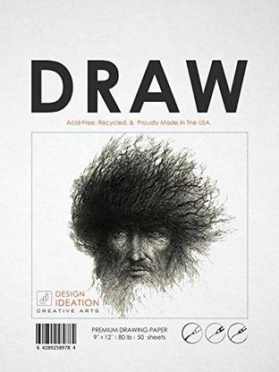 Design Ideation Premium Drawing Paper For Pencil, Ink, Marker And Charcoal. Great For Art, Design And Education. Loose Sheet Pack. (50 Sheets(9"