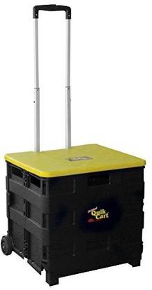 dbest products Quik Cart Two-Wheeled Collapsible Handcart With Yellow Lid Rolling Utility Cart With Seat Heavy Duty Lightweight
