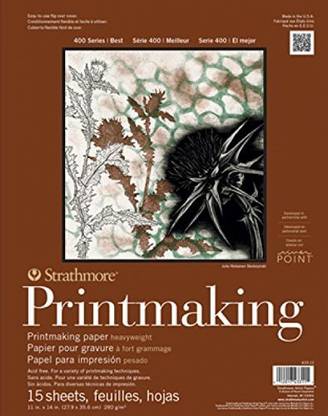 Strathmore 433-8 400 Series Printmaking Pad, Heavyweight, 8"X10" Glue Bound, 20 Sheets