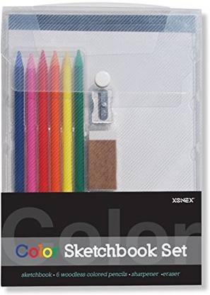 Generic Xonex Color Sketchbook Set With Woodless Colored Pencils, Sketchbook, Eraser, Sharpener