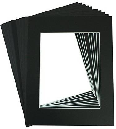 Generic Mat Board Center, Pack Of 10, 11X14 Black Colors Picture Mats For 8X10 Photos White Core