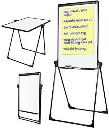 MasterVision Presentation Easel, Footbar Folds-To-A-Table Dry Erase, 29" X 41" Black