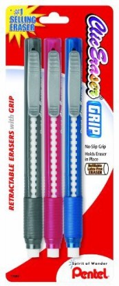 Box of 12 Pentel Clic Colors Retractable Eraser with Grip ZE23K Lime Green Barrel