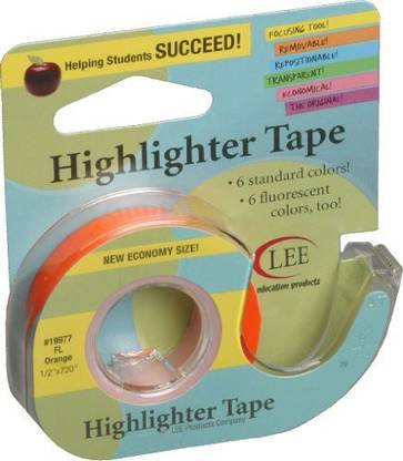 Lee Products Fluorescent Highlighter Tape 1/2"X720"-Fluorescent Orange