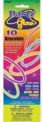 Unique Party 55021-20Cm Glow Bracelets, Assorted Pack Of 10
