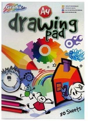 Grafix A4 Plain Drawing & Colouring Pad - 80 Sheets = 160 Pages Padded Size 297Mm X 210Mm
