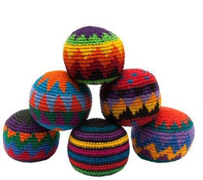 Old Glory Hacky Sack - Knitted Kick Balls Assorted Colors 6 Pack