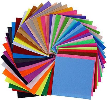 Lictin 45Pcs Felt Fabric Sheets, Textile Fabrics Diy Craftwork Crafts, Assorted Color Patchwork Sewing Polyester Sheet for Craft (15 * 15 Cm)
