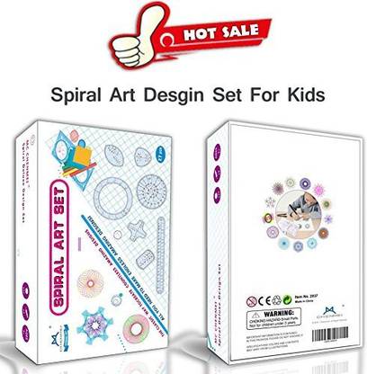 MC CHENMEI Spiral Art Set Spirograph Classic Design Drawing with 5 Colour Pencil, Languages Guiding Book, Storage Bag