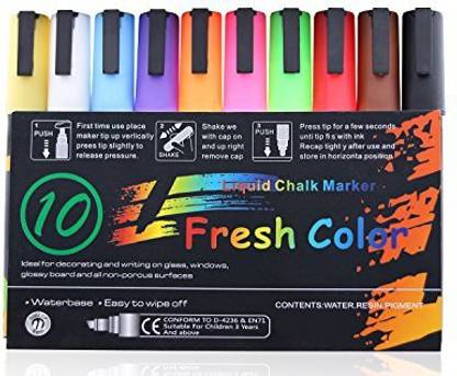 Flash Color Liquid Chalk Markers - 10 Color Erasable Markers With Reversible Tips Perfect For Chalkboards, Bistro, Windows, Glas