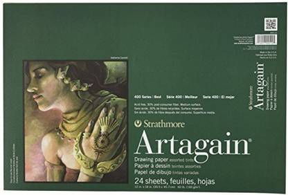 Strathmore 445-12 400 Series Artagain Pad, Assorted Tints, 12"X18" Glue Bound, 24 Sheets