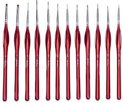 Generic Detail Paint Brush Set | 12 Professional Synthetic Miniature Brushes With Fine Points & Comfortable Triangular Handles | Detaile
