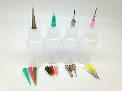 Generic Multi Purpose Precision Applicator Set 4 Pcs 1 Oz.Bottle And 16 Pcs Needle Tips Sizes For Henna Tattoo Body Art Paint Paper Quil