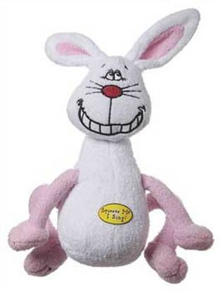 Multipet Deedle Dude Singing White Rabbit Plush Dog Toy, 8-Inch