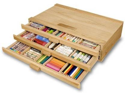 Creative Mark 3 Drawer Pastel Box Sturdy Stackable Wood Storage Box For Pastels, Art Tools, Paint Brushes & Make Up Brushes