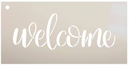 Studio R Welcome Sign Stencil By Studior12 - Reusable, Paint Front Porch Sign, Diy Decor, New Home Gift, Barn Wood, Word Art - Stcl1493 -