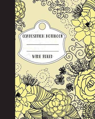 Flower Wide Ruled Composition Notebook 8"x10",120 P, Seamless Potter style
