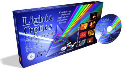 HE Retail Supplies Optics experiments kit, Glass Lens, mirrors, slab, prism, Laser based, DIY 21 projects, eBook CD, High school Optical Physics, Reflection, Refraction, periscope, 3D illusions