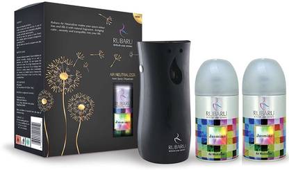 RUBARU Automatic Air Freshener Dispenser Jasmine , 300 ml+300ml 1 refill FREE Automatic Spray Automatic Air Freshener Dispenser Jasmine , 300 ml+300ml 1 refill FREE