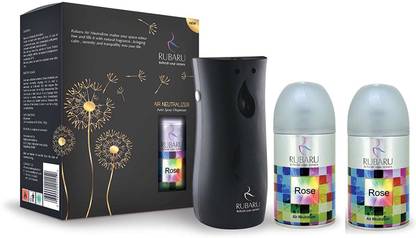 RUBARU Automatic Air Freshener Dispenser Rose , 300 ml+300ml 1 refill FREE Automatic Spray Automatic Air Freshener Dispenser Rose , 300 ml+300ml 1 refill FREE