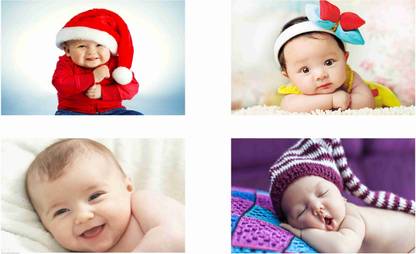 HK Prints 45 cm Cute Baby Combo sticker Set of 4 sticker - sticker for pregnant women - new born baby sticker - baby sticker - cute baby sticker Self Adhesive Sticker