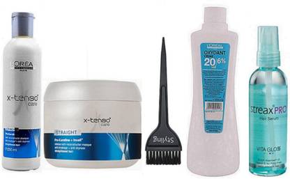 styling Hair Brush & Loreal X Tenso Care Shampoo & Conditioner & Oxydant Developer & Streax pro hair serum