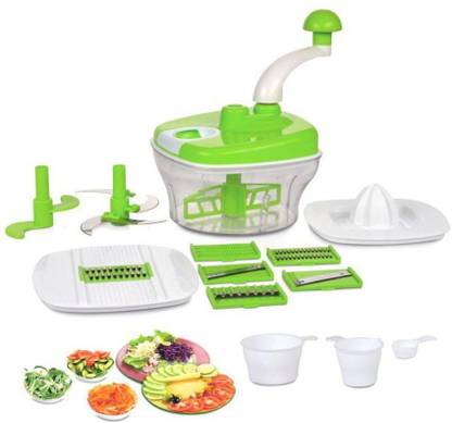 Gold Opera 10 in 1 Manual Kitchen Food Processor Multipurpose use, Fruit & Vegetable Multi-chopper, Cutter, Juicer, Slicer, Grater & Dough Maker 250 W Food Processor