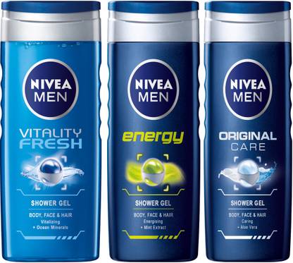 NIVEA MEN ORIGINAL CARE SHOWER GEL 250 ML +MEN ENERGY SHOWER GEL 250 ML + MEN VITALITY FRESH SHOWER GEL 250 ML