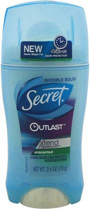 Secret Outlast Unscented Women's Invisible Solid Antiperspirant & Deodorant 2.6 Oz Deodorant Stick  -  For Women