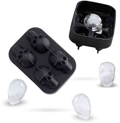 HOUSE OF QUIRK Skull Ice Cube Tray Easy to Fill Melt Slower Skull Ice Mold,6-8 Hours Be a Funny Ice Skeleton Heads Cooling Ice Maker