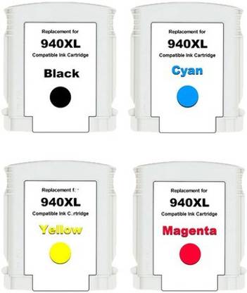 PRINTWELL 940XL Ink Cartridge For HP Officejet Pro 8000-A809a A811a Wireless Officejet Pro 8500 A909b A909a 8500A-A910a Black + Tri Color Combo Pack Ink Cartridge