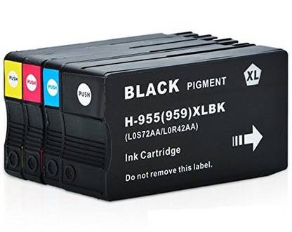 PRINTWELL 955 XL Ink Cartridge (959XL) For HP 955 XL For Use In HP OfficeJet Pro 7740, 8210, 8216, 8700, 8710, 8715, 8716, 8717, 8720, 8725, 8727, 8730, 8740, 8745 All-in-One Printer, HP OfficeJet Managed MFP P27724dw Printer Black + Tri Color Combo Pack Ink Cartridge