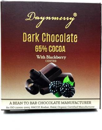 Daynmerry 65% Dark Chocolate with Blackberry- 40 gm - Pack of 8 Bars