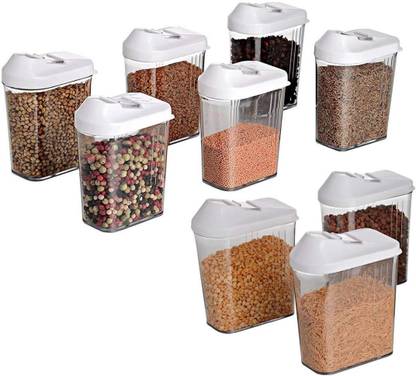 Jony Cereal Dispenser Easy Flow Kitchen Storage Containers Jars 1100 Ml Each Box Lid Food Rice Pasta Container Set Of 9 Plastic In India Jony Cereal Dispenser Easy Flow Kitchen, Cereal Storage Containers Set