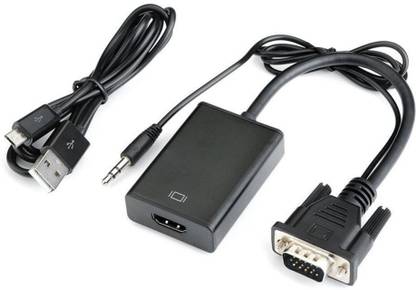 microware HDMI Adapter 1 m VGA to HDMI Output 1080P HD Audio TV AV HDTV Video Cable Converter Adapter for Pc Laptop To TV/Projector/Monitor