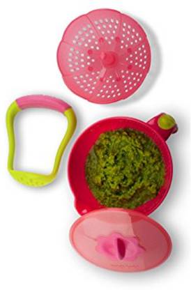 NUBY Garden Fresh Steam N' Mash Baby Food Prep Bowl and Food Masher, Colors May Vary  - Set includes Easy Grip food masher, colander, and textured, non-skid steaming bowl which holds up to 9 fl oz. of food