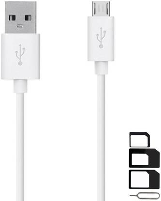 GoSale Cable Accessory Combo for Blackberry Z10, Priv, Passport, DTEK50, Z30 (A10), Q10, Q5, Leap, Curve 9320, Classic, Bold Touch 9900, Porsche Design P9983, 9720, Bold 9790, Curve 9360,Curve 9220, Curve 3G 9300, Torch 9800, Torch 9860, Torch 9810, Curve 9380, Bold 9000, Pearl 3G 9105 High Speed Micro USB Charging Data Sync Cable 1 Meter With SIM Adapter