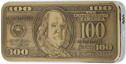 Bismaadh ANTIQUE GOLD DOLLAR SHAPE CIGARETTE Pocket Lighter