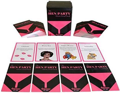 Games of Sin Premium Hen Party Dare Cards X 101, Accessories, Includes 8 Ice Breaking Game Ideas.