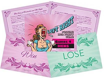 Games 4 Hens Left Right Passing Game Like Pass the Parcel for Hen Parties, Perfect Clean Restaurant, Credit-Card Sized and Packaged in Splash-Proof Bag