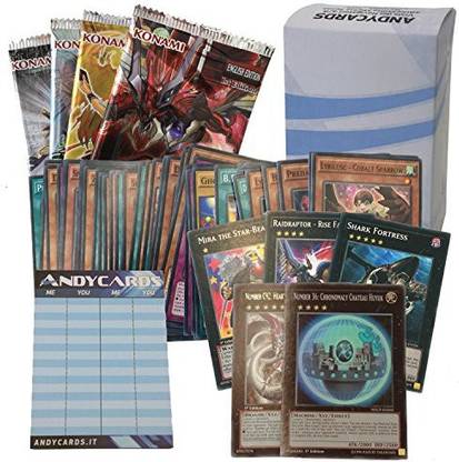 Andycards Mega Lot 50 Yu-Gi-Oh! Cards in English - At Least 5 Xyz Monsters 2 of Them are Number + 4 Booster Packs 1 Scorepad