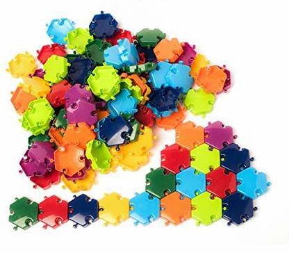 Learn and Play 7 Cm Hexie-Snaps Set with 10 Duplex Cards (96-Piece)