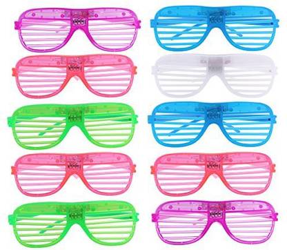 Tinksky Plastic Shutter Shades Grid Led Glasses Halloween Party Props-12 Pairs(Random Color)