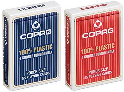 Generic Copag Playing Cards Plastic 4 Corner Jumbo Index (1 Red & 1 Blue)