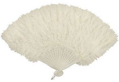 B&S Trendz White Feather Hand Fan Ladies Burlesque Fancy Dress Costume
