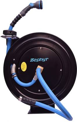 Zephyr Garden/Water Hose Reel (3/4in. x 50ft., Black Matte, Steel) Garden Hose Stand