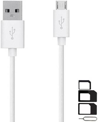 GoSale Cable Accessory Combo for LG G4, X Power, Stylus 3, K10 2017, Stylus 2, V10, Stylus 2 Plus, G3, K10, G3 Stylus, X cam, G4 Dual, X screen, K4, G4 Stylus 4G, G2, K7, Spirit LTE, Magna, L80, G Flex 2, G Flex, G Flex 2, L90 Dual, G3 Dual-LTE, L70 Dual, Spirit, Optimus L5 Dual E615, G Pro 2, Optimus L4 II Dual E445, Optimus L3 II E425, G4 Stylus 3G, Optimus G Pro, L60i, F60 High Speed Micro USB Charging Data Sync Cable 1 Meter With SIM Adapter