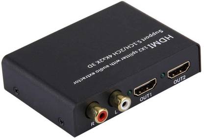 microware 3D 4K HDMI to HDMI Splitter 1x2 HDMI with Integrated Audio Extractor Optical Support 2 CH 51 CH 4K x 2K 3D Optical SPDIF and R L Output Media Streaming Device