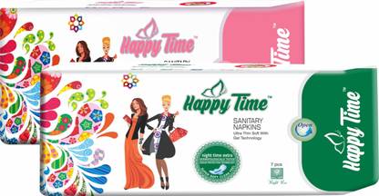 हैप्पी टाइम Combo 280 Maxi Sanitary Pads (7 pcs) & 320 Maxi Sanitary Pads (7 pcs) सैनिटरी पैड